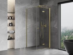 Mexen Mist-F folding shower enclosure right 100 x 100 cm, transparent, gold - 8A6T-100-100-50-00-P