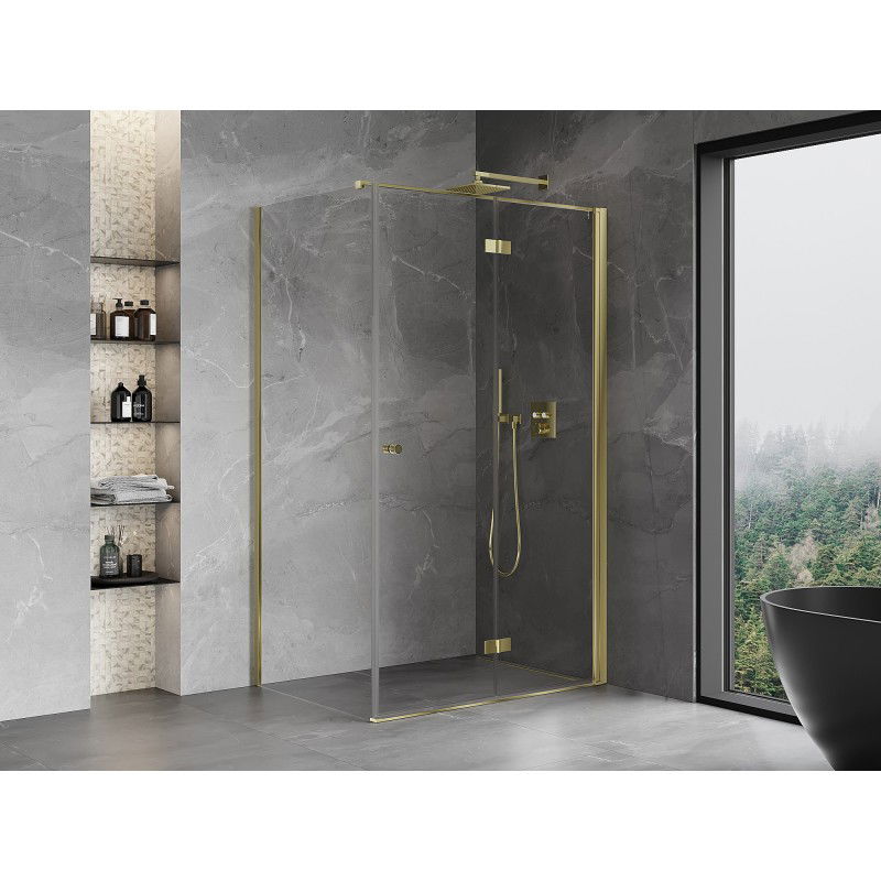 Mexen Mist-F right folding shower cabin 110 x 120 cm, transparent, gold - 8A6T-110-120-50-00-P