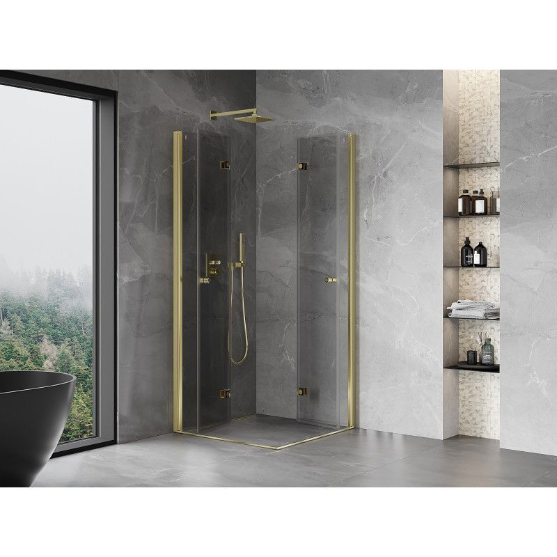 Mexen Mist-F Duo folding shower cabin 120 x 120 cm, transparent, gold - 8A6-120L-120P-50-00