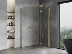 Mexen Mist-F Duo right folding shower cabin 75 x 90 cm, transparent, gold - 8A6-075L-090P-50-00