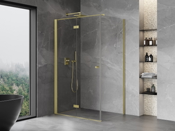 Mexen Mist-F folding shower enclosure left 85 x 70 cm, transparent, brushed gold - 8A6T-085-070-55-00-L