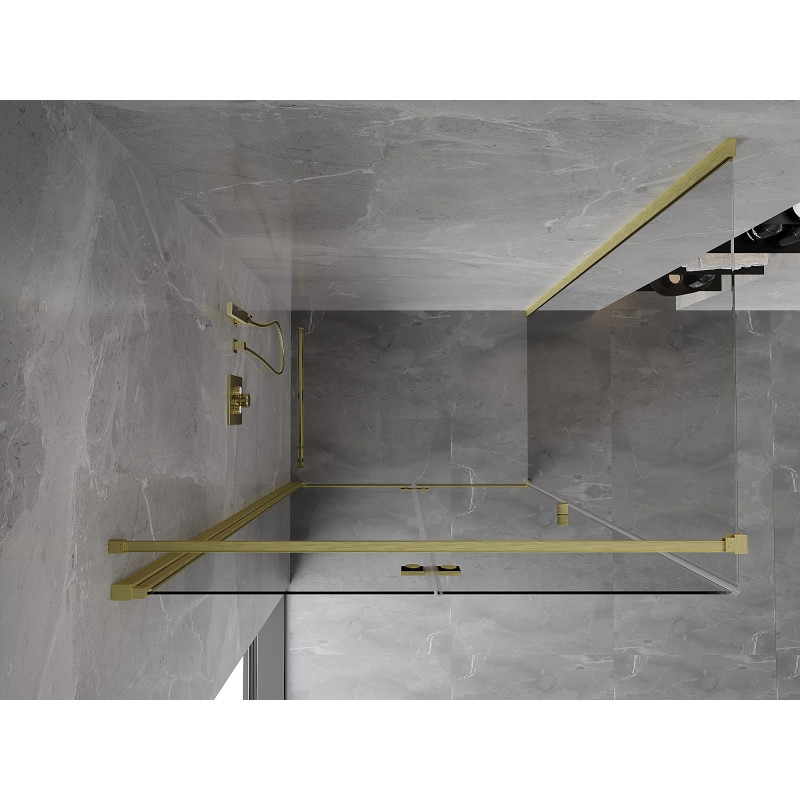Mexen Mist-F folding shower enclosure left 85 x 70 cm, transparent, brushed gold - 8A6T-085-070-55-00-L