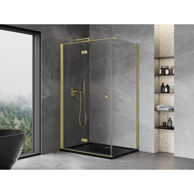 Mexen Mist-F folding shower enclosure left 85 x 70 cm, transparent, brushed gold - 8A6T-085-070-55-00-L