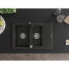 Mexen Gaspar granit sink 1.5-bowl with drainer and kitchen faucet Rita, black/gold - 6507-75-670300-70