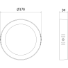 Mexen LDSR LED Ceiling Surface Mounted Fixture, 17 cm, 12W, Neutral - 4000K, 960 lm, Black - L212-017-1240-70