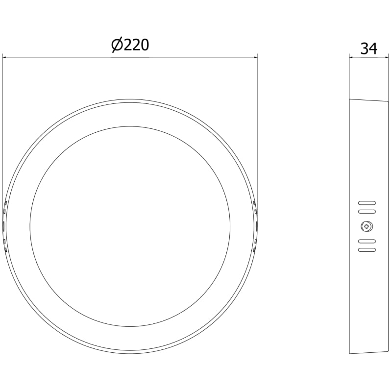 Mexen LDSR LED Surface Ceiling Light, 22 cm Diameter, 18W, Neutral - 4000K, 1440 lm, Black - L212-022-1840-70