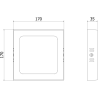 Mexen LDSS LED Ceiling Surface Mount 17 x 17 cm, 12W, Neutral - 4000K, 960 lm, black - L213-017-1240-70