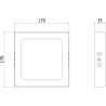 Mexen LDSS Ceiling LED surface-mounted light 17 x 17 cm, 12W, Cool - 6500K, 960 lm, black - L213-017-1265-70
