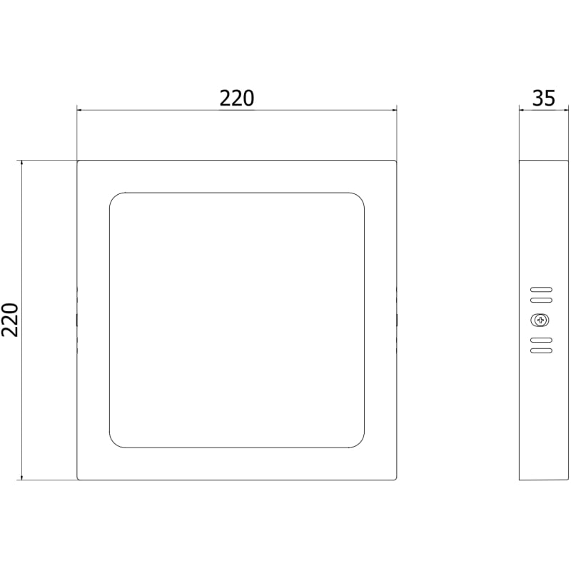 Mexen LDSS LED Ceiling Surface Mounted Light 22 x 22 cm, 18W, Cool - 6500K, 1440 lm, Black - L213-022-1865-70