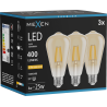 Mexen Vintis 3x LED Filament Bulb E27, ST64, 4W, Warm - 2200K, 400 lm, amber - L152-E27-0422-50x03