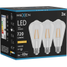 Mexen Vintis 3x LED Filament Bulb E27, ST64, 6W, Warm - 2200K, 720 lm, clear - L152-E27-0622-00x03