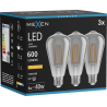 Mexen Vintis 3x LED Filament Bulb E27, ST64, 8W, Warm - 2200K, 600 lm, Smoke - L152-E27-0822-70x03