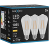 Mexen Vintis 3x LED Filament Bulb E27, ST64, 8W, Warm - 2700K, 1055 lm, clear - L152-E27-0827-00x03
