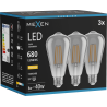 Mexen Vintis 3x LED Filament Bulb E27, ST64, 8W, Warm - 2700K, 680 lm, Smoke - L152-E27-0827-70x03