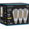 Mexen Vintis 3x LED Filament Bulb E27, ST64, 10W, Warm - 2200K, 780 lm, smoke - L152-E27-1022-70x03