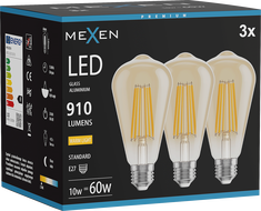 Mexen Vintis 3x LED Filament Bulb E27, ST64, 10W, Warm - 2700K, 910 lm, amber - L152-E27-1027-50x03