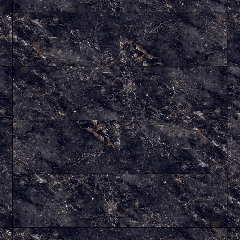 Mexen Rokocha Black Glazed Rectified Porcelain G1, Floor and Wall Tile 120 x 60 cm, High Gloss - TL205-120-060-01
