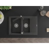 Mexen Gaspar granite sink 1.5-bowl with drainer and kitchen faucet Rita, black speckled - 6507-76-670300-76