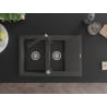 Mexen Gaspar granite sink 1.5-bowl with drainer and kitchen tap Rita, black speckled - 6507-76-670300-76