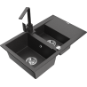 Mexen Gaspar 1.5-compartment granite sink with a drip tray and kitchen mixer tap Rita, spotted black - 6507-76-670300-76