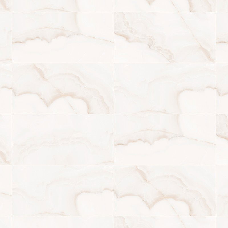 Mexen Onyx White glazed rectified porcelain stoneware G1, floor-wall tile 120 x 60 cm, gloss - TL106-120-060-01