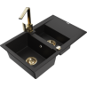 Mexen Gaspar granite kitchen sink 1.5-bowl with drainer and kitchen faucet Rita, black - 6507-77-670300-50