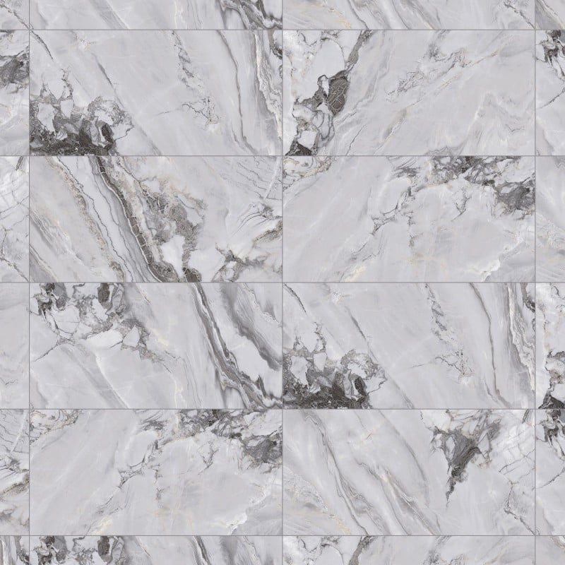 Mexen Limos Grey glazed rectified porcelain tile G1, floor and wall tile 120 x 60 cm, gloss - TL127-120-060-01