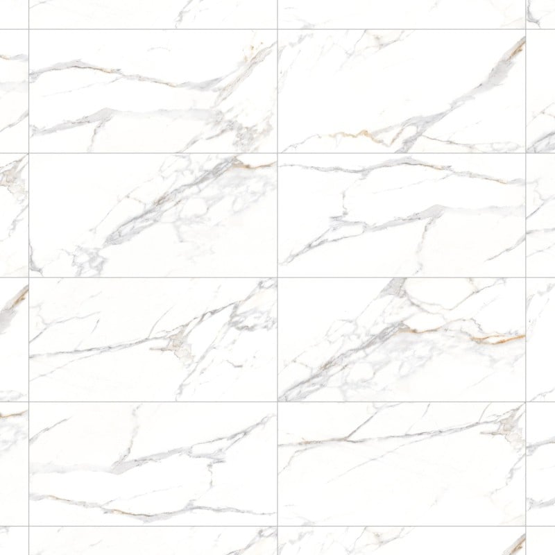 Mexen Agata White glazed rectified porcelain floor and wall tile 120 x 60 cm, gloss - TL144-120-060-00