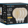 Mexen Vintis 3x LED Filament Bulb E27, G125, 6W, Warm - 2200K, 600 lm, amber - L158-E27-0622-50x03
