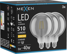 Mexen Vintis 3x LED Filament Bulb E27, G125, 6W, Warm - 2700K, 510 lm, smoke - L158-E27-0627-70x03