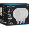 Mexen Vintis 3x LED Filament Bulb E27, G125, 6W, Neutral - 4000K, 720 lm, clear - L158-E27-0640-00x03