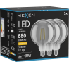 Mexen Vintis 3x LED filament bulb E27, G125, 8W, Warm - 2700K, 680 lm, smoke - L158-E27-0827-70x03