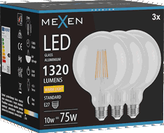 Mexen Vintis 3x LED Filament Bulb E27, G125, 10W, Warm - 2700K, 1320 lm, clear - L158-E27-1027-00x03