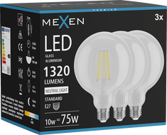Mexen Vintis 3x LED Filament Bulb E27, G125, 10W, Neutral - 4000K, 1320 lm, clear - L158-E27-1040-00x03