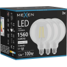 Mexen Vintis 3x LED Filament Bulb E27, G125, 12W, Neutral - 4000K, 1560 lm, clear - L158-E27-1240-00x03