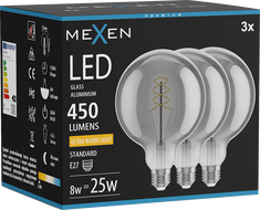 Mexen Vintis 3x Filament Spiral LED Bulb E27, G125, 8W, Warm - 2200K, 450 lm, smoke - L168-E27-0822-70x03