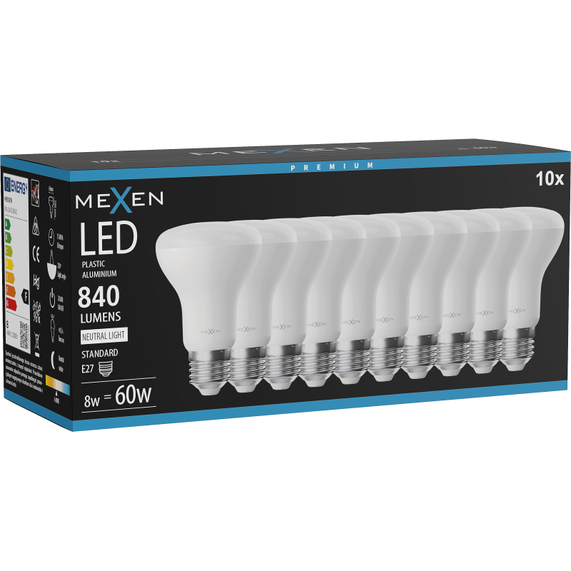 Mexen Nova 10x LED Bulb E27, R63, 8W, Neutral - 4000K, 840 lm - L104-E27-0840-01x10
