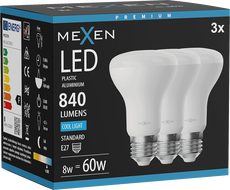 Mexen Nova 3x LED Bulb E27, R63, 8W, Cool - 6500K, 840 lm - L104-E27-0865-01x03