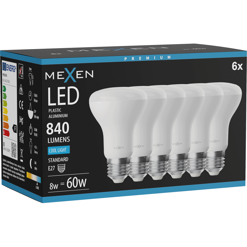 Mexen Nova 6x LED Bulb E27, R63, 8W, Cool - 6500K, 840 lm - L104-E27-0865-01x06