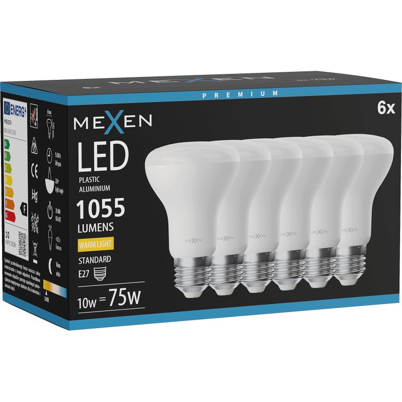 Mexen Nova 6x LED Bulb E27, R63, 10W, Warm - 3000K, 1055 lm - L104-E27-1030-01x06
