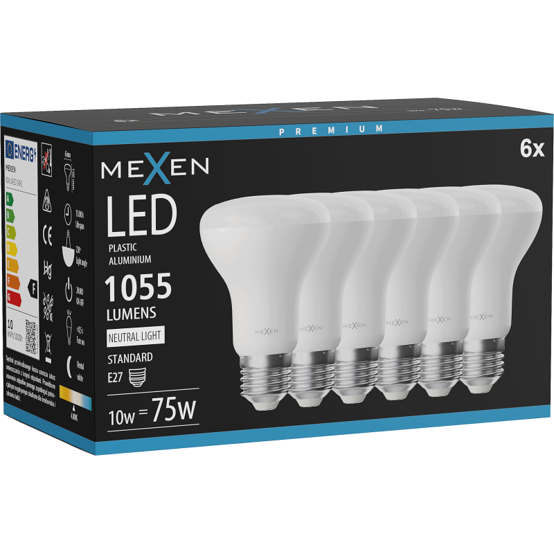 Mexen Nova 6x LED Bulb E27, R63, 10W, Neutral - 4000K, 1055 lm - L104-E27-1040-01x06