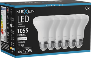 Mexen Nova 6x LED Bulb E27, R63, 10W, Neutral - 4000K, 1055 lm - L104-E27-1040-01x06