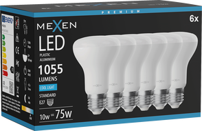 Mexen Nova 6x LED Bulb E27, R63, 10W, Cool - 6500K, 1055 lm - L104-E27-1065-01x06