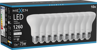 Mexen Nova 10x LED Bulb E27, R63, 12W, Neutral - 4000K, 1260 lm - L104-E27-1240-01x10