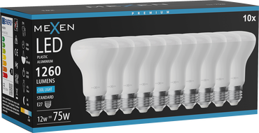 Mexen Nova 10x LED Bulb E27, R63, 12W, Cool - 6500K, 1260 lm - L104-E27-1265-01x10