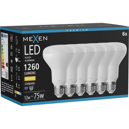 Mexen Nova 6x LED Bulb E27, R80, 12W, Warm - 3000K, 1260 lm - L105-E27-1230-01x06