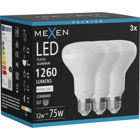Mexen Nova 3x LED Bulb E27, R80, 12W, Neutral - 4000K, 1260 lm - L105-E27-1240-01x03
