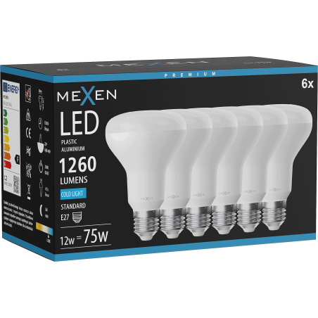 Mexen Nova 6x LED Bulb E27, R80, 12W, Cool - 6500K, 1260 lm - L105-E27-1265-01x06