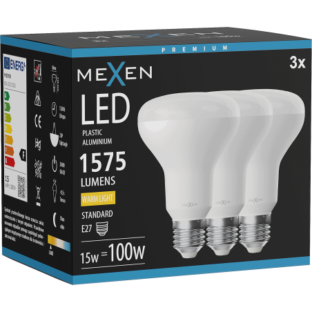 Mexen Nova 3x LED Bulb E27, R80, 15W, Warm - 3000K, 1575 lm - L105-E27-1530-01x03