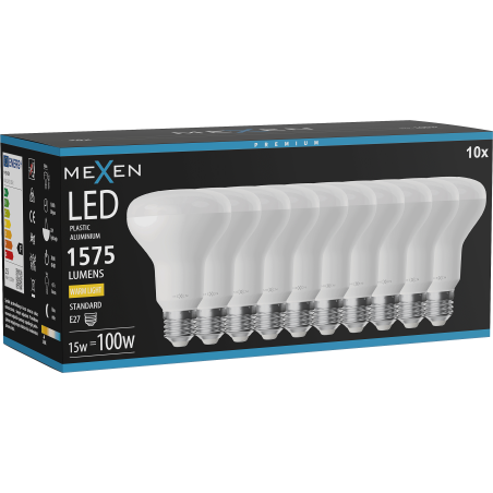 Mexen Nova 10x LED Bulb E27, R80, 15W, Warm - 3000K, 1575 lm - L105-E27-1530-01x10